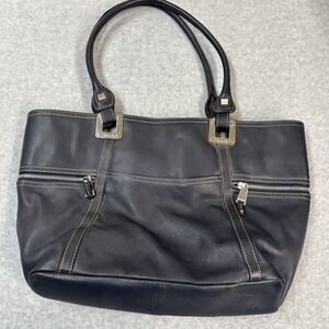 Vintage Genuine Leather Pebbled Navy Blue Shoulder Bag Tignanello 18x11